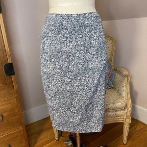Yoana Baraschi straight skirt with slit in blue grey purple pattern sz 6